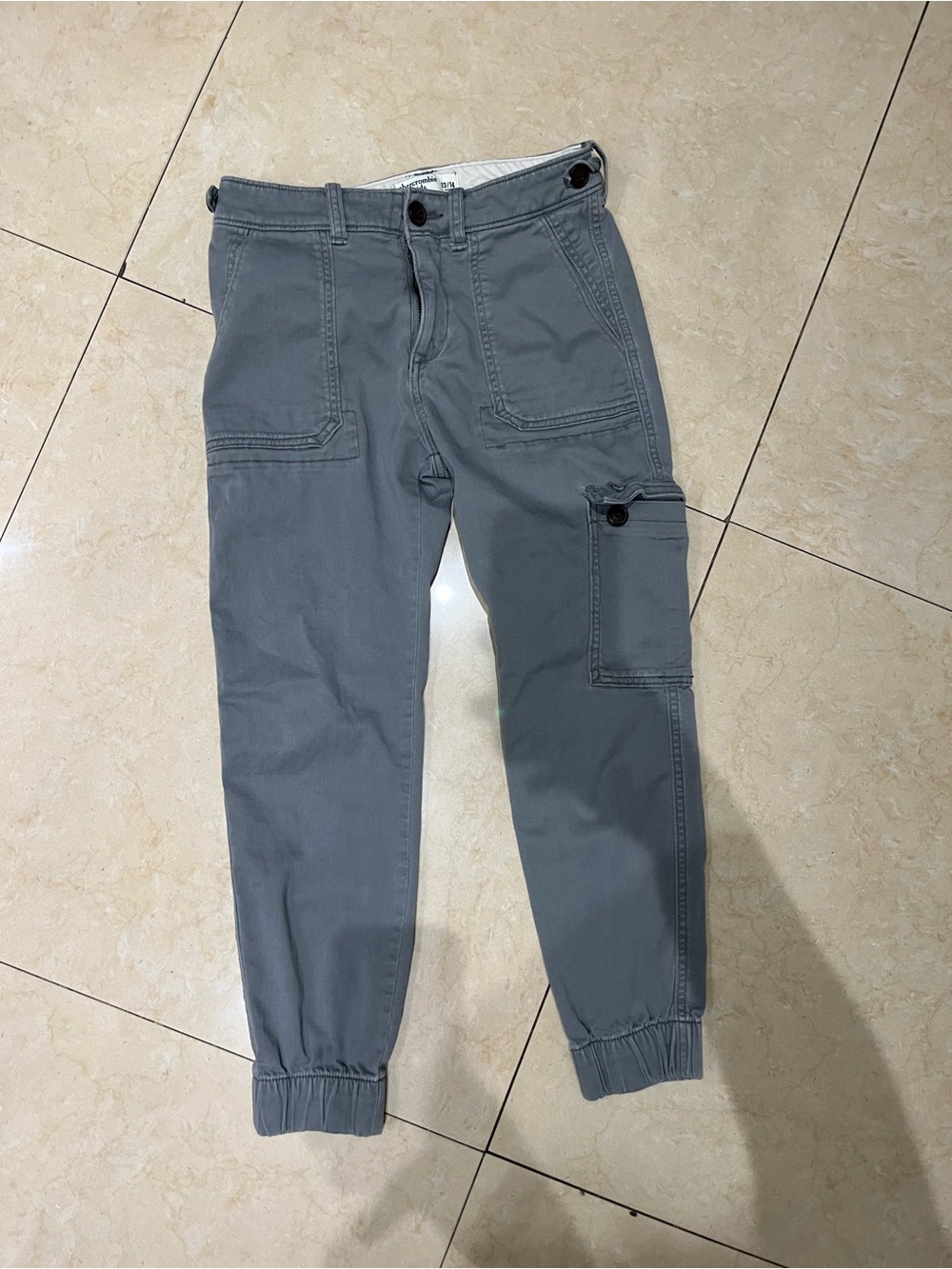 Boys Gray Cargo Jogger Pants - Casual Utility Style